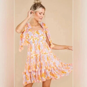 SUNDRESS Pippa Short Dress in Flowers revolve Pom poms